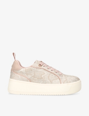 KG KURT GEIGER: Lighter Lace Up snake-printed faux-leather low-top trainers
