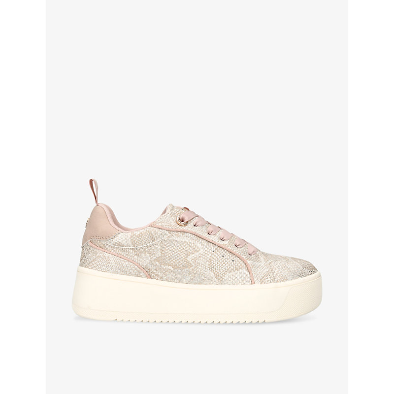 Kg Kurt Geiger Lighter Lace Up Snake-printed Faux-leather Low-top Trainers In Mult/other