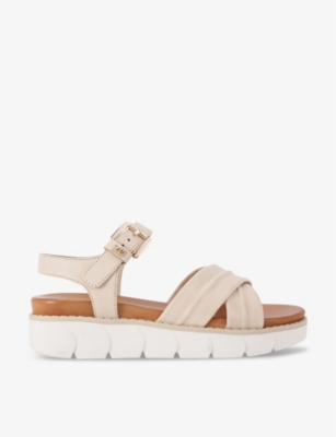 KG KURT GEIGER: Ruella multi-strap flat leather sandals