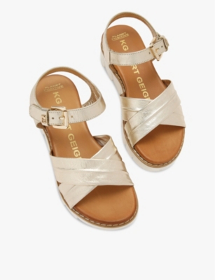 KG KURT GEIGER: Ruella cross-strap flat leather sandals