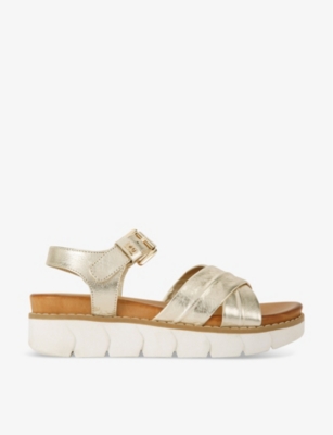 KG KURT GEIGER: Ruella cross-strap flat leather sandals