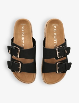 Shop Kg Kurt Geiger Women's Black Raquel Rope-sole Faux-leather Sandals