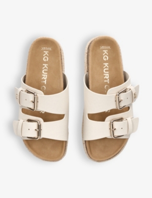 Kg Kurt Geiger Raquel Rope-sole Faux-leather Sandals In Bone