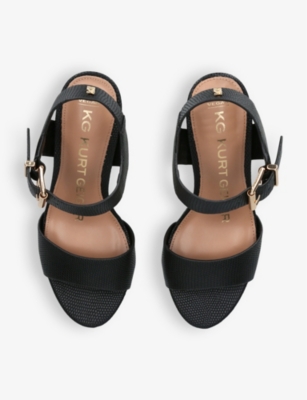 Shop Kg Kurt Geiger Womens Black Sutton Lizard-embossed Faux-leather Sandals