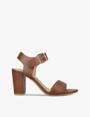 Shop Kg Kurt Geiger Women's Tan Sutton Block-heel Faux-leather Sandals