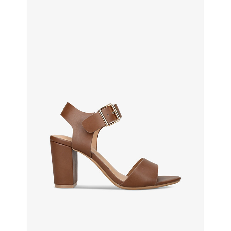Shop Kg Kurt Geiger Womens Tan Sutton Block-heel Faux-leather Sandals