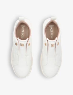 Shop Kg Kurt Geiger Women's White Lucia Branded Faux-leather Low-top Trainers