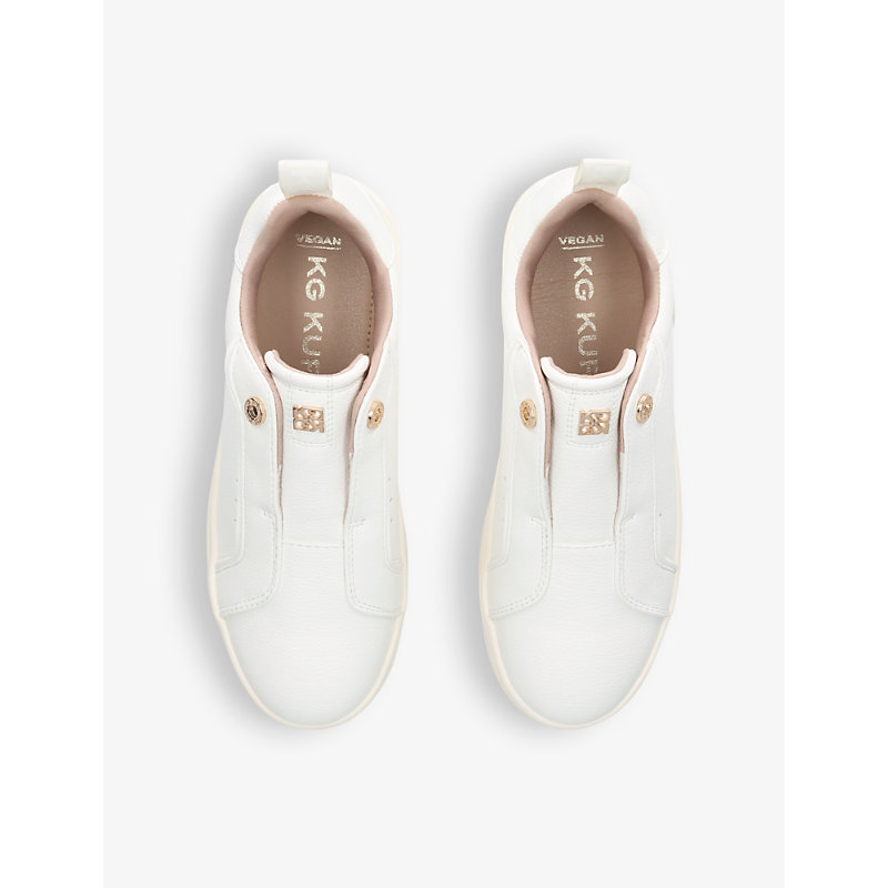 Shop Kg Kurt Geiger Women's White Lucia Branded Faux-leather Low-top Trainers
