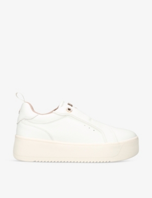 Shop Kg Kurt Geiger Womens White Lucia Branded Faux-leather Low-top Trainers