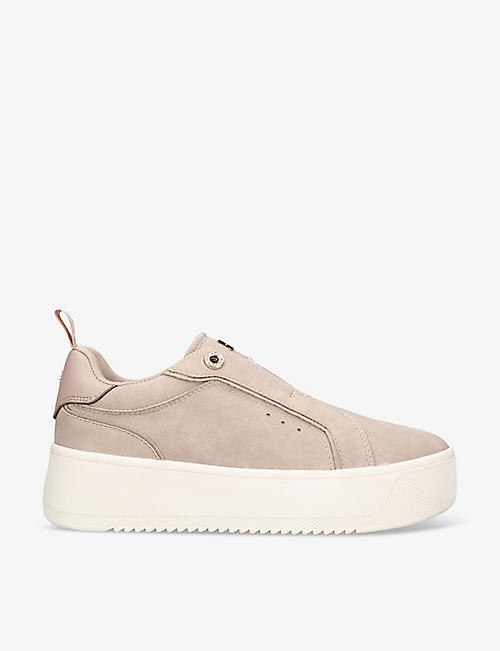 KG KURT GEIGER: Lucia logo-embellished faux-suede low-top trainers
