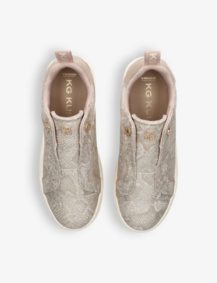 Shop Kg Kurt Geiger Women's Mult/other Lighter Snake-print Faux-leather Low-top Trainers