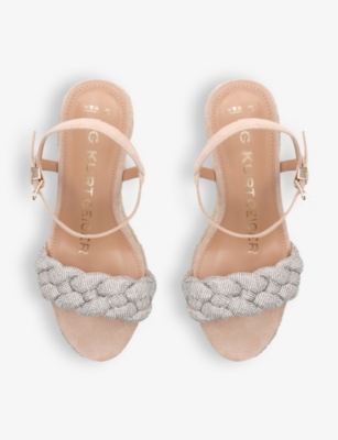 Kg Kurt Geiger Womens Blush Sadie Crystal-embellished Woven Wedges In Blush