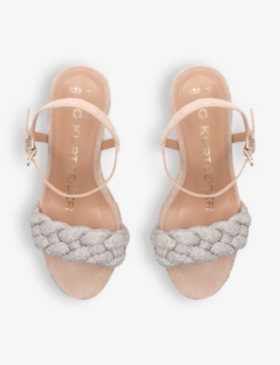 Shop Kg Kurt Geiger Womens Blush Sadie Crystal-embellished Woven Wedges