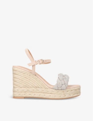 Kg Kurt Geiger Womens Blush Sadie Crystal-embellished Woven Wedges