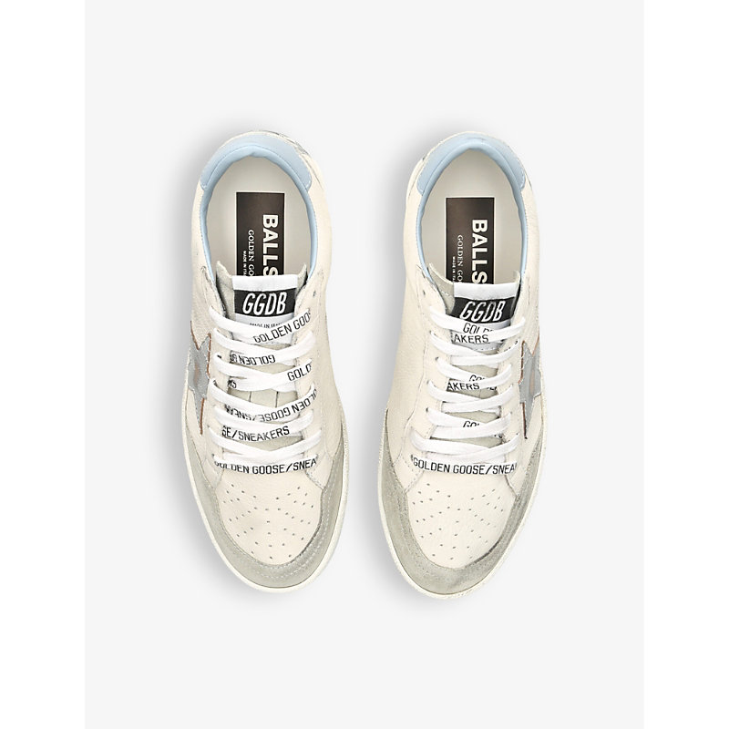 Shop Golden Goose Women's White/comb Ball Star Star-applique Leather Low-top Trainers