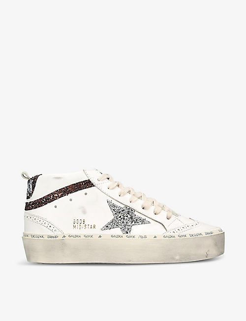 GOLDEN GOOSE: Hi Mid Star 10747 sequin-embellished leather mid-top trainers