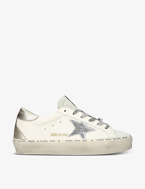 GOLDEN GOOSE: Women's Hi Star logo-embroidered leather low-top trainers