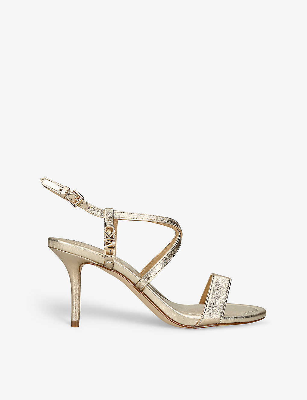 Michael Michael Kors Womens Gold Veronica Gold-toned Leather Heeled Sandals