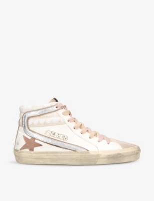 Golden Goose Slide High-top Sneakers In White/comb