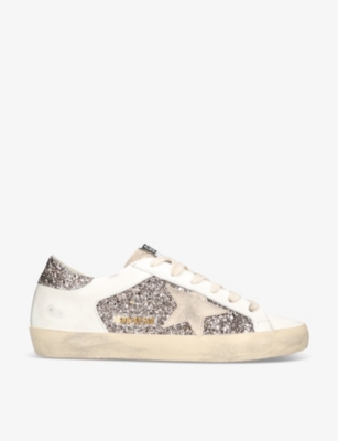 Golden goose superstar e37 sparkle sales leather trainers