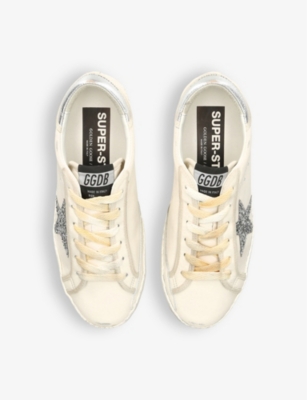 Shop Golden Goose Women's White/oth Superstar 80185 Logo-print Leather Low-top Trainers