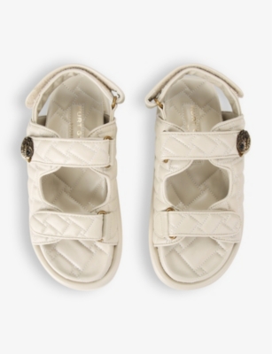 KURT GEIGER LONDON: Orson eagle-embellished faux-leather flat sandals