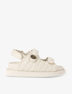 KURT GEIGER LONDON: Orson eagle-embellished faux-leather flat sandals