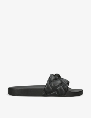 KURT GEIGER LONDON: Meena eagle-embellished faux-leather flat sandals