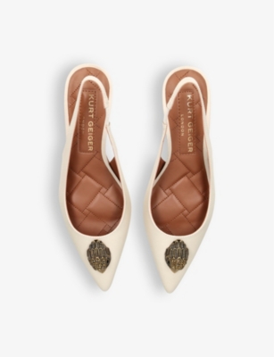 Kurt Geiger London Womens Bone Belgravia Eagle-embellished Leather Heeled Slingbacks In Bone