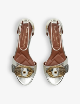 Shop Kurt Geiger London Women's Silver Mayfair Crystal-embellished Suede Heeled Sandals