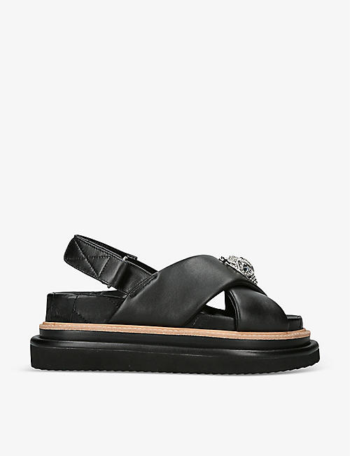 KURT GEIGER LONDON: Orson cross-strap leather flat sandals