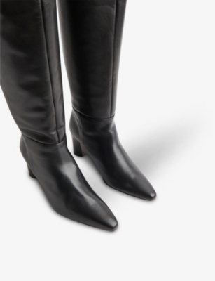 Shop Whistles Inessa Heeled Leather Over-the-knee Boots In Black