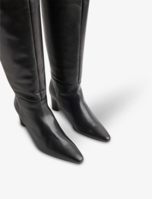 Whistles Womens Black Inessa Heeled Leather Over-the-knee Boots In Black