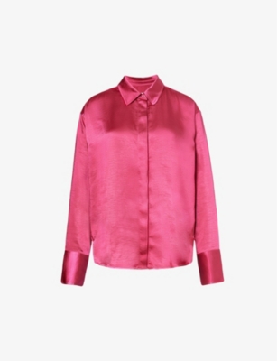 Shop Good American Women's Love Potion007 Scuba Satin-texture Relaxed-fit Woven Shirt