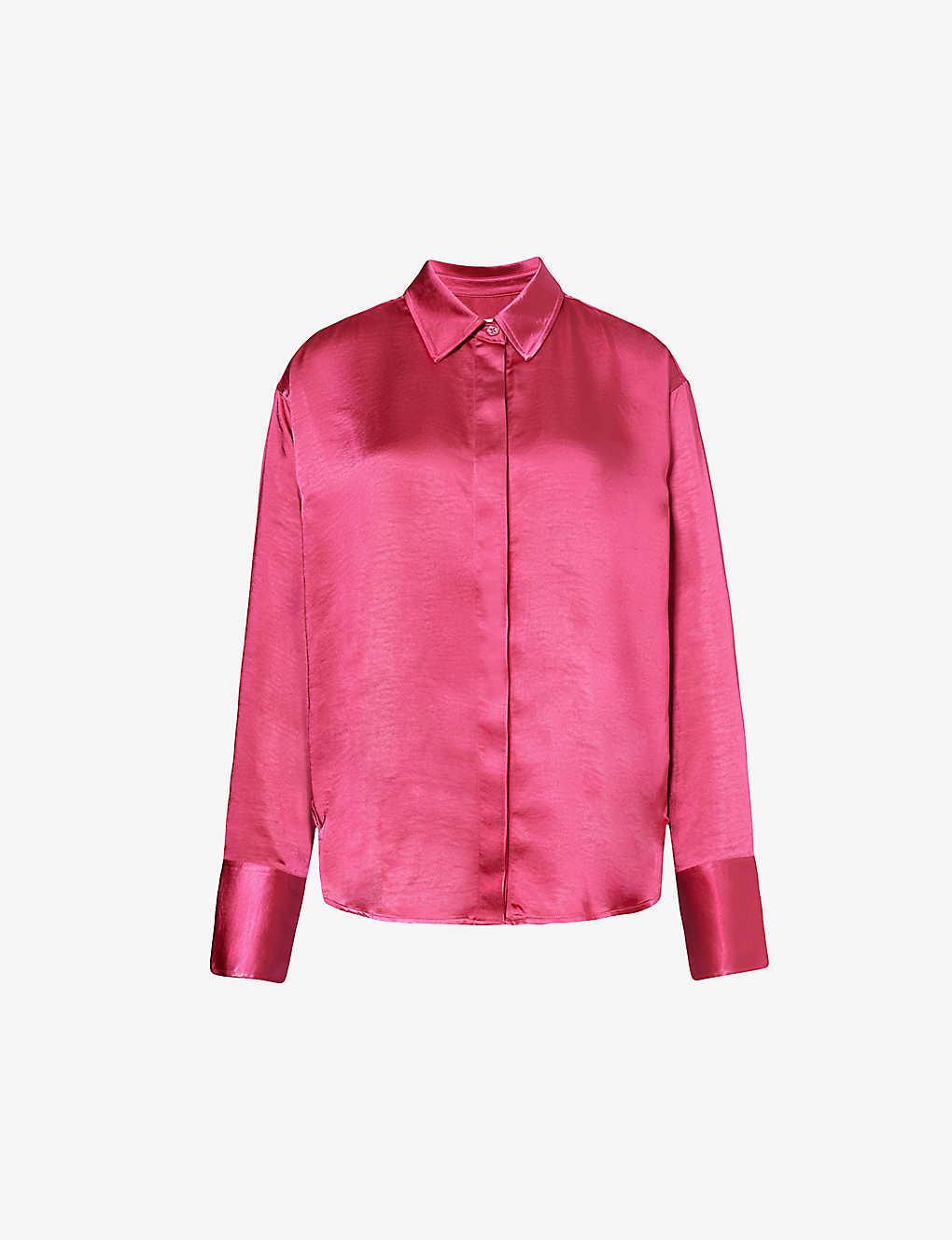 Shop Good American Scuba Satin-texture Relaxed-fit Woven Shirt In Love Potion007