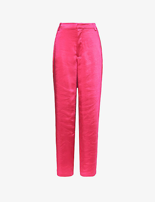 GOOD AMERICAN: Washed regular-fit mid-rise satin trousers