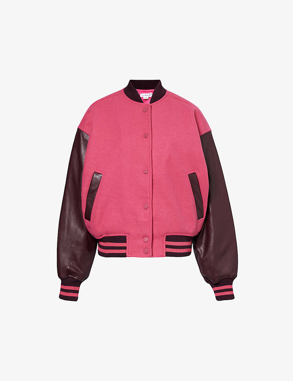 Good American Womens Love Potion007 Varsity Contrast-panel Woven Bomber Jacket In Pink