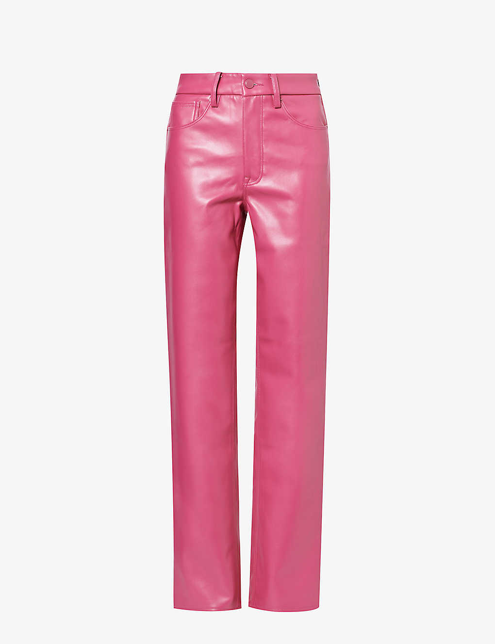 Good American Womens Love Potion007 Good Icon Straight-leg Mid-rise Faux-leather Trousers In Pink