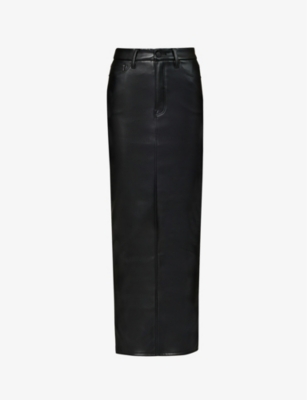 Shop Good American Women's Black001 Uniform Slim-fit Faux-leather Maxi Skirt