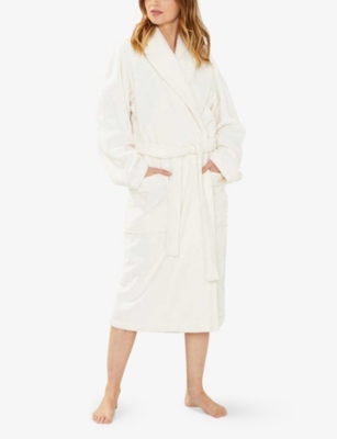 Yves Delorme Womens Nacre Etoile Shawl-lapel Cotton-blend Robe In Nacre