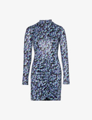 ROTATE BIRGER CHRISTENSEN: Floral-print coated recycled polyester-blend mini dress