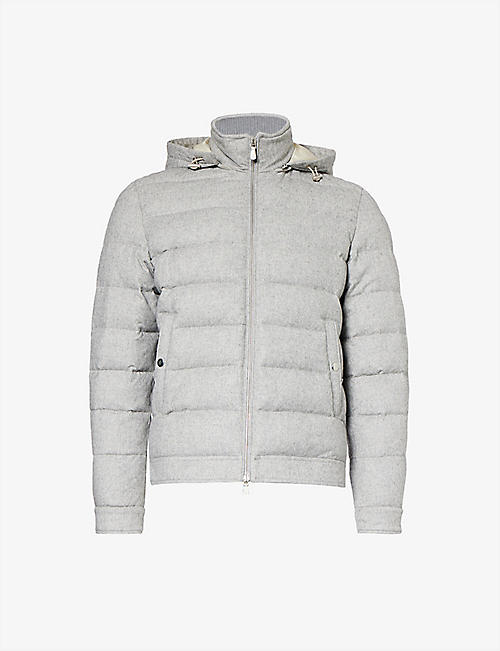 ELEVENTY: Funnel-neck regular-fit  wool and cashmere-blend hooded down-jacket
