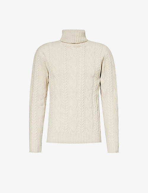 ELEVENTY: Roll-neck cable-knit stretch wool-blend jumper