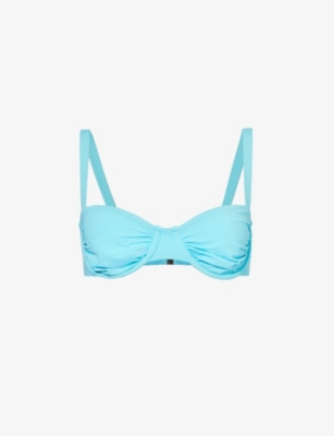SEAFOLLY: Collective ruched stretch-recycled nylon balconette bikini top