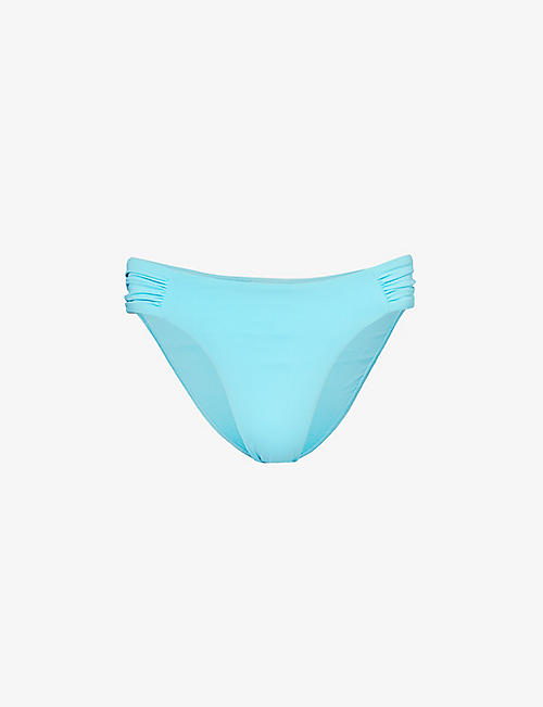 SEAFOLLY: Collective ruched mid-rise stretch-recycled nylon bikini bottoms