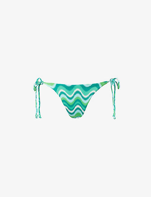 SEAFOLLY: Wave graphic-print bikini bottoms