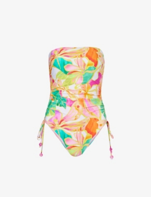 Colorful Peach Print Scoop Neck Bikini Top – Xandra Swimwear