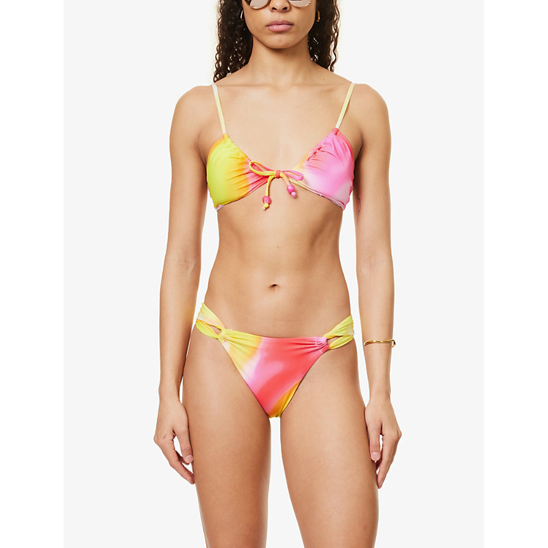 Shop Seafolly Womens Fuchsia Rose Gradient-design Halter-neck Bikini Top In Multi-coloured