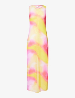 Seafolly Womens Fuchsia Rose Gradient-design Slim-fit Stretch Recycled-polyester Maxi Dress