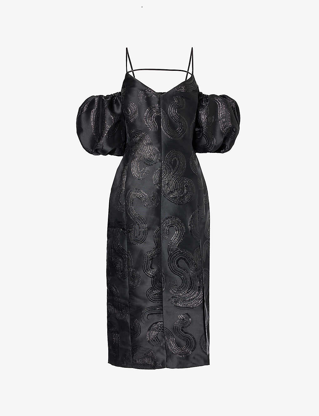 Shop Stine Goya Ditta Metallic-swirl Recycled Polyester-blend Midi Dress